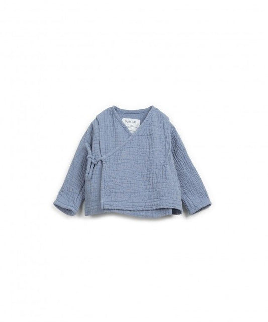 Soft Blue Wrap Linen Top