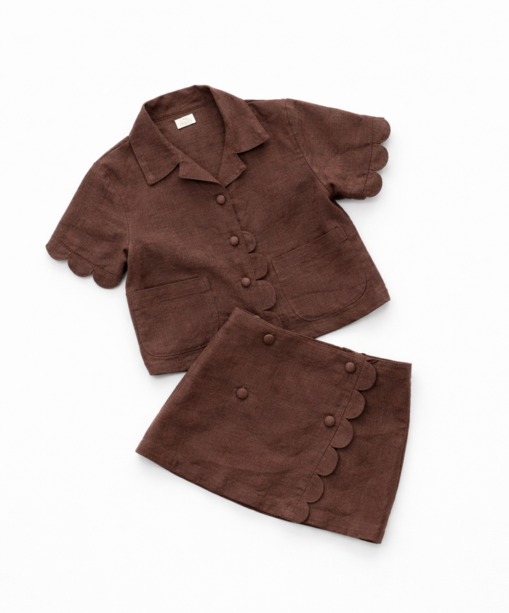 Brown Scallop Linen Set