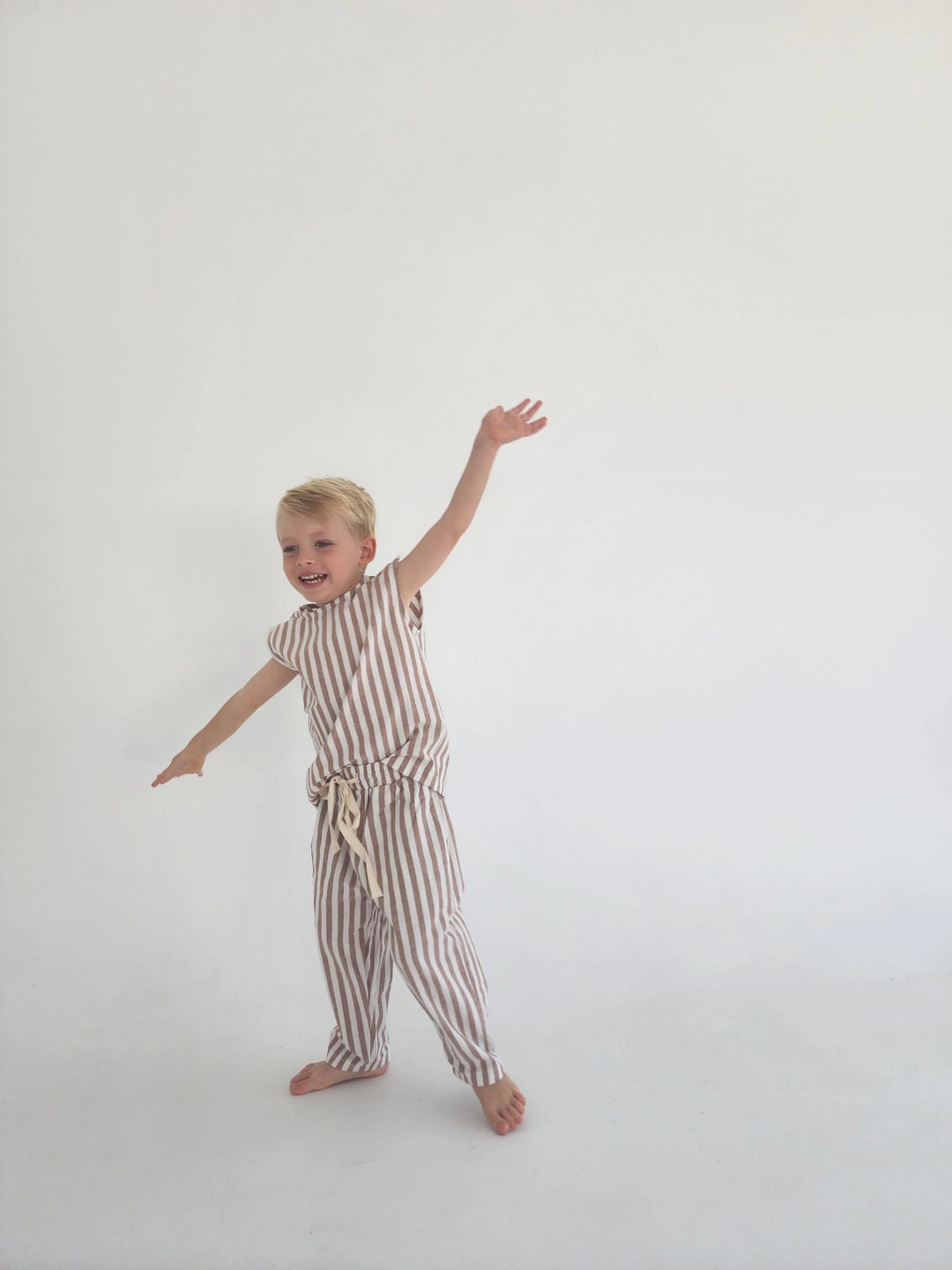 Brown Striped Linen Pants