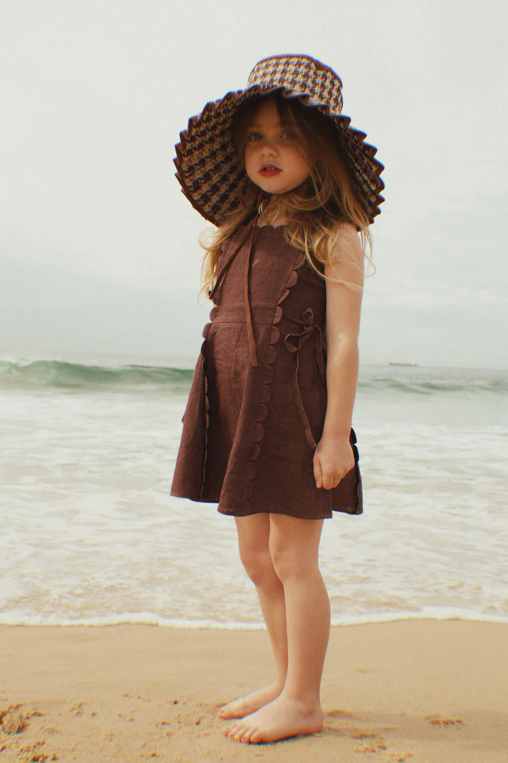 Brown Scalloped Dress