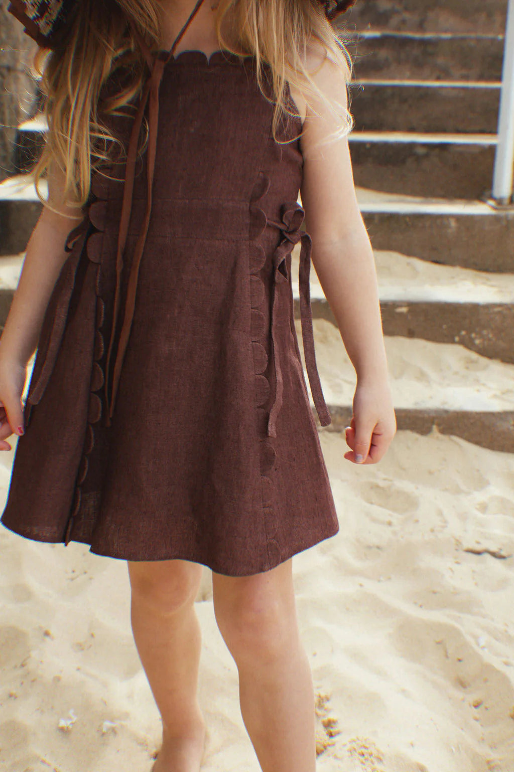 Brown Scalloped Dress