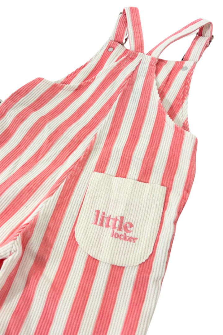 Striped Corduroy Dungarees | Pink