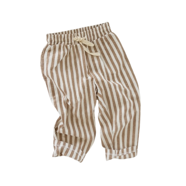 Brown Striped Linen Pants
