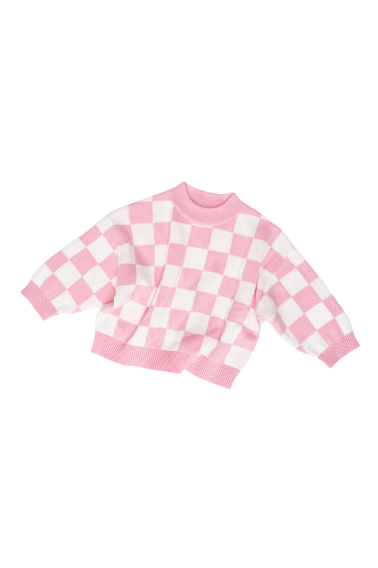 Checkered Sweater - Pink