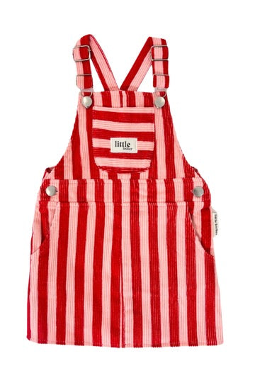 Striped Corduroy Dungarees | Red & Pink