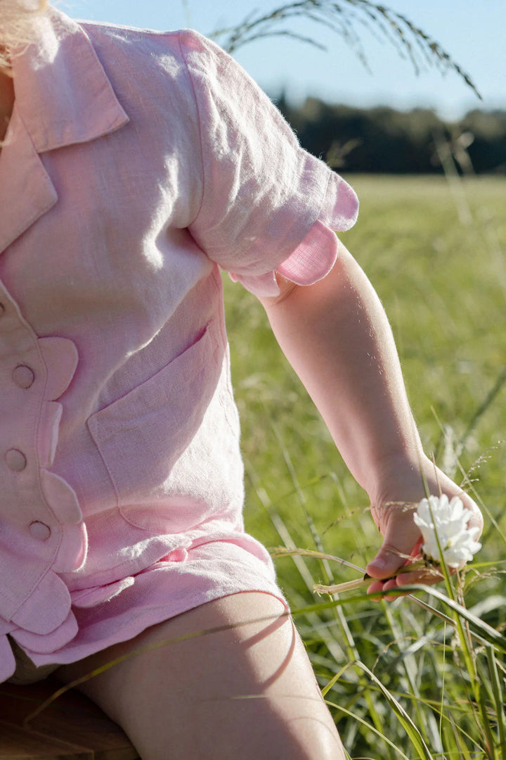 Pink Scallop Linen Set