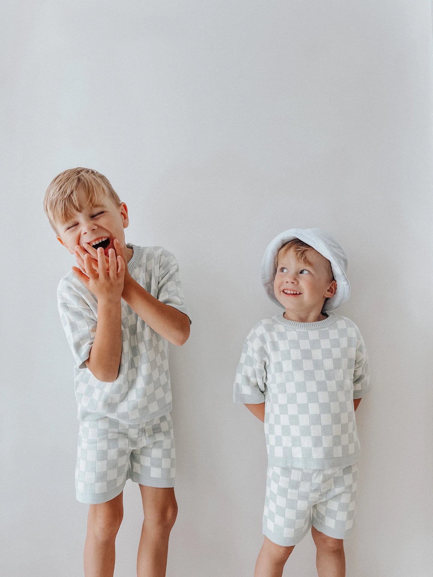 Blue Checkerboard Knit Set