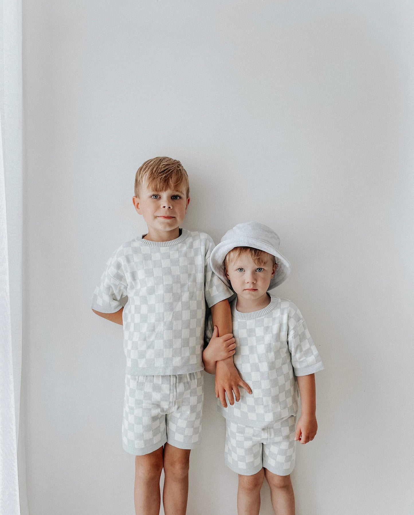 Blue Checkerboard Knit Set