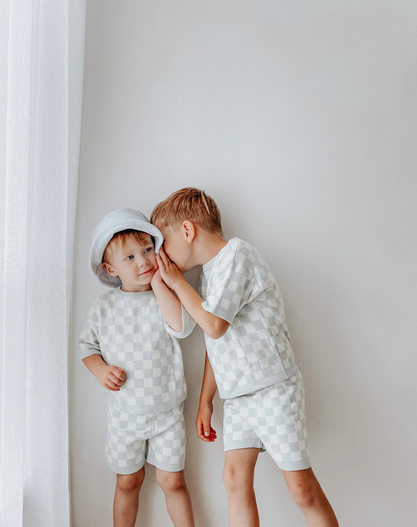 Blue Checkerboard Knit Set