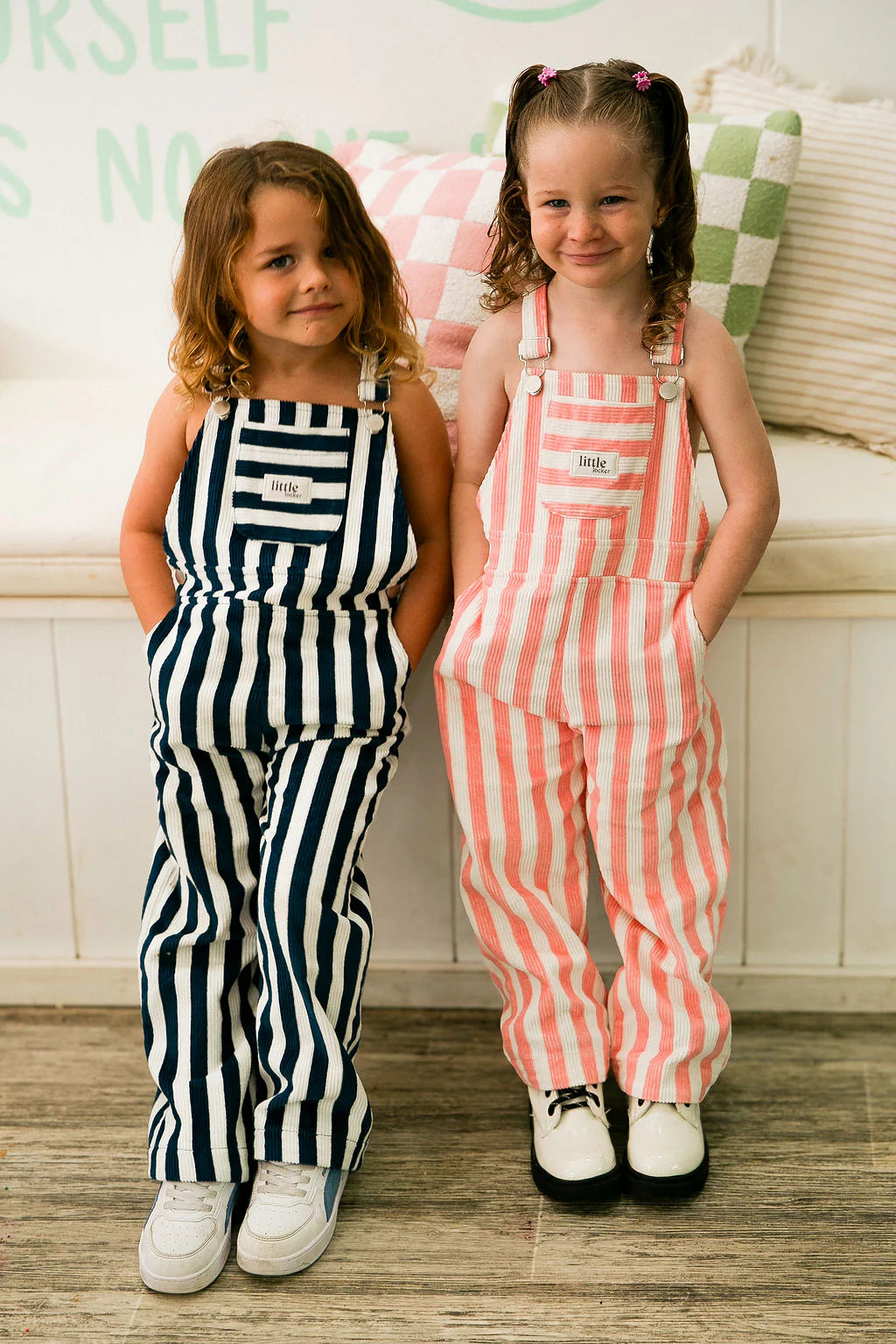 Striped Corduroy Dungarees | Pink