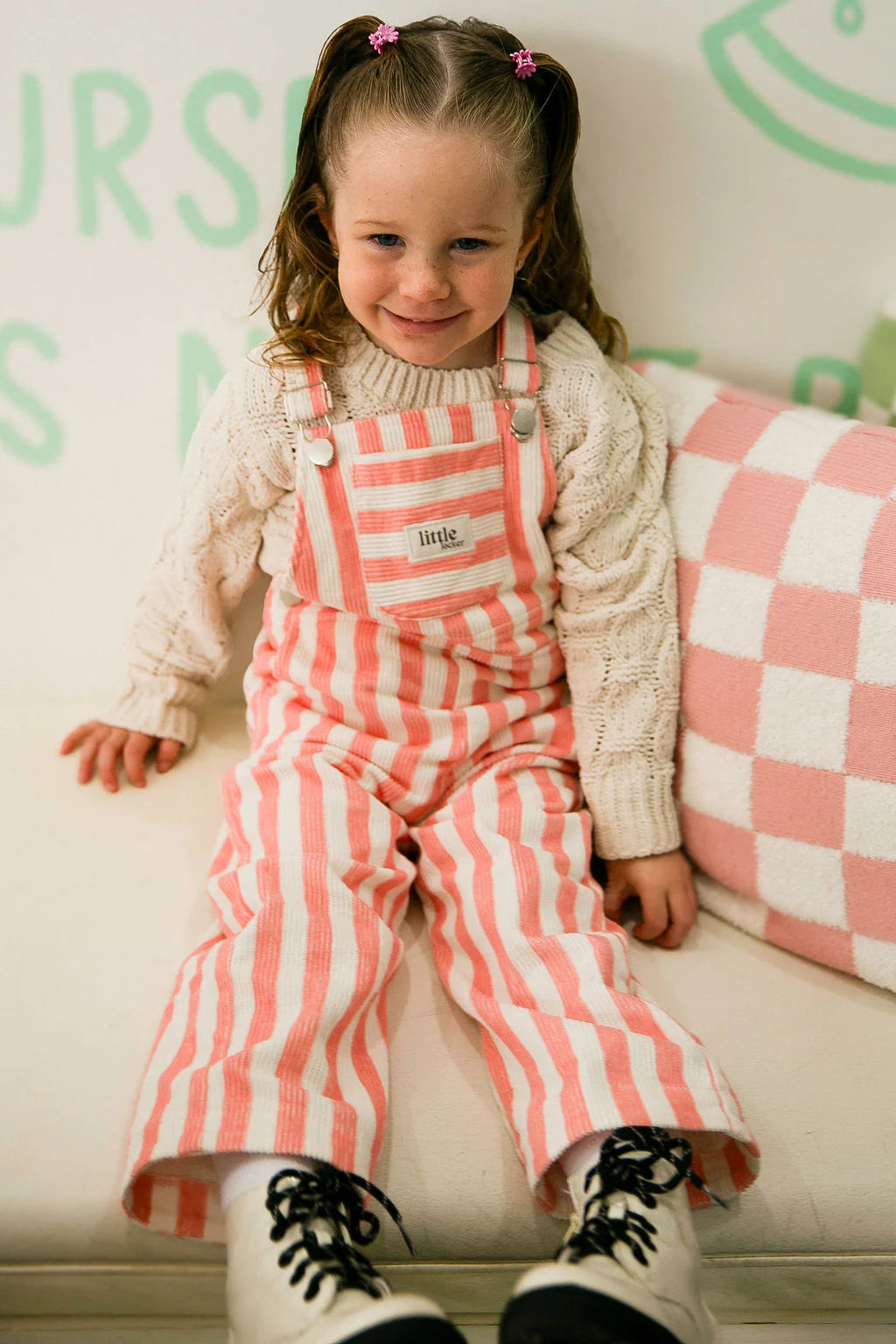Striped Corduroy Dungarees | Pink