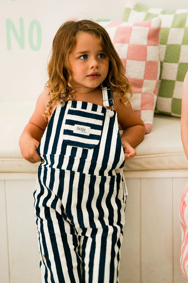 Striped Corduroy Dungarees | Navy