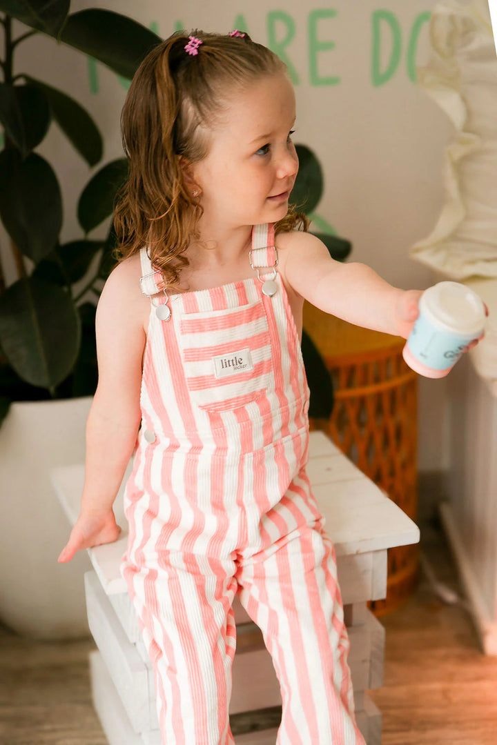 Striped Corduroy Dungarees | Pink