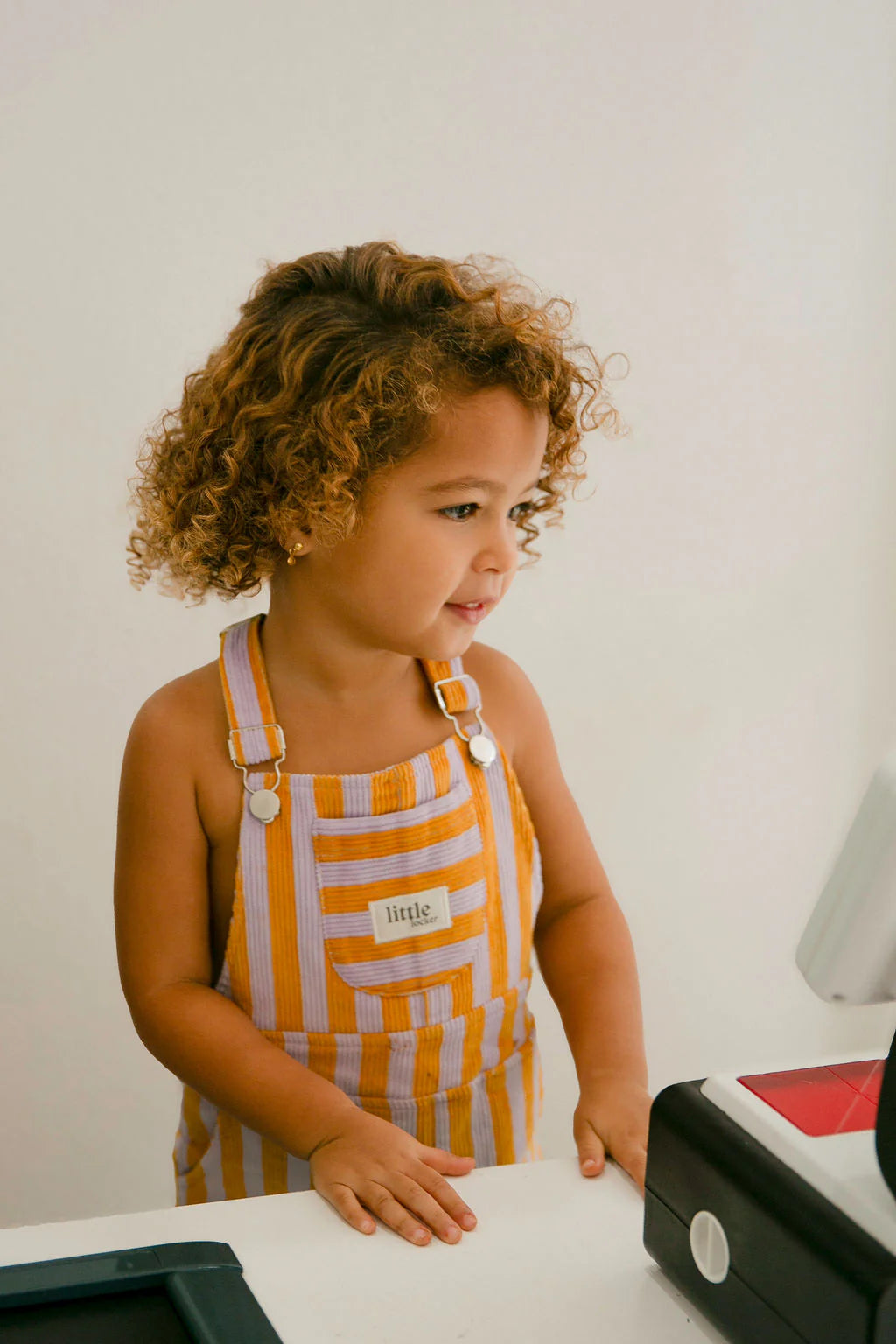 Striped Corduroy Dungarees | Purple & Orange