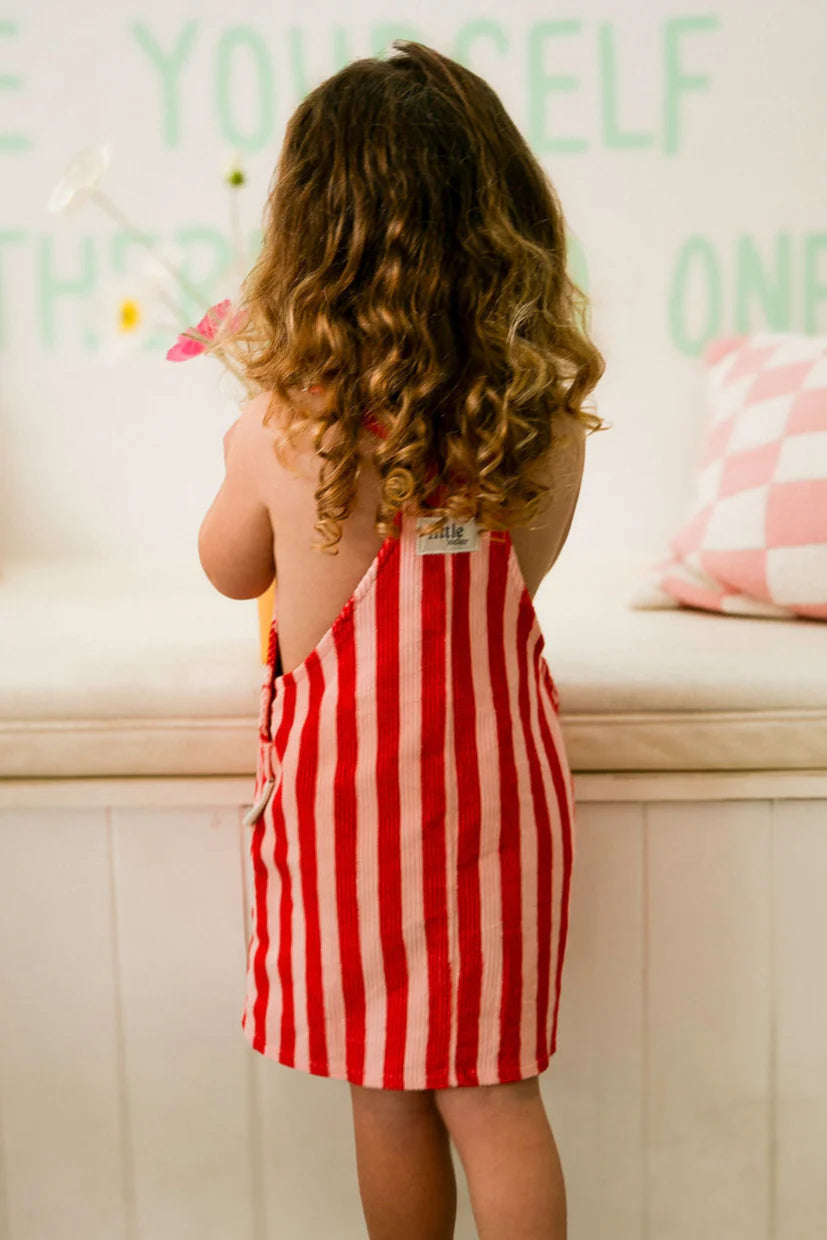 Striped Corduroy Dungarees | Red & Pink