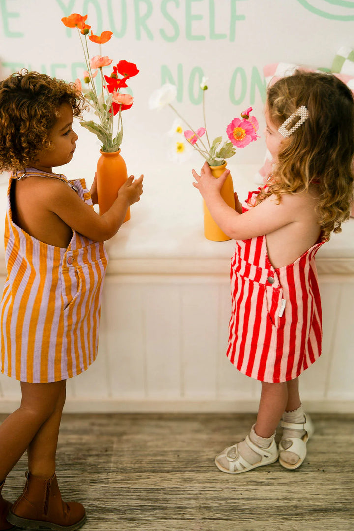 Striped Corduroy Dungarees | Red &amp; Pink